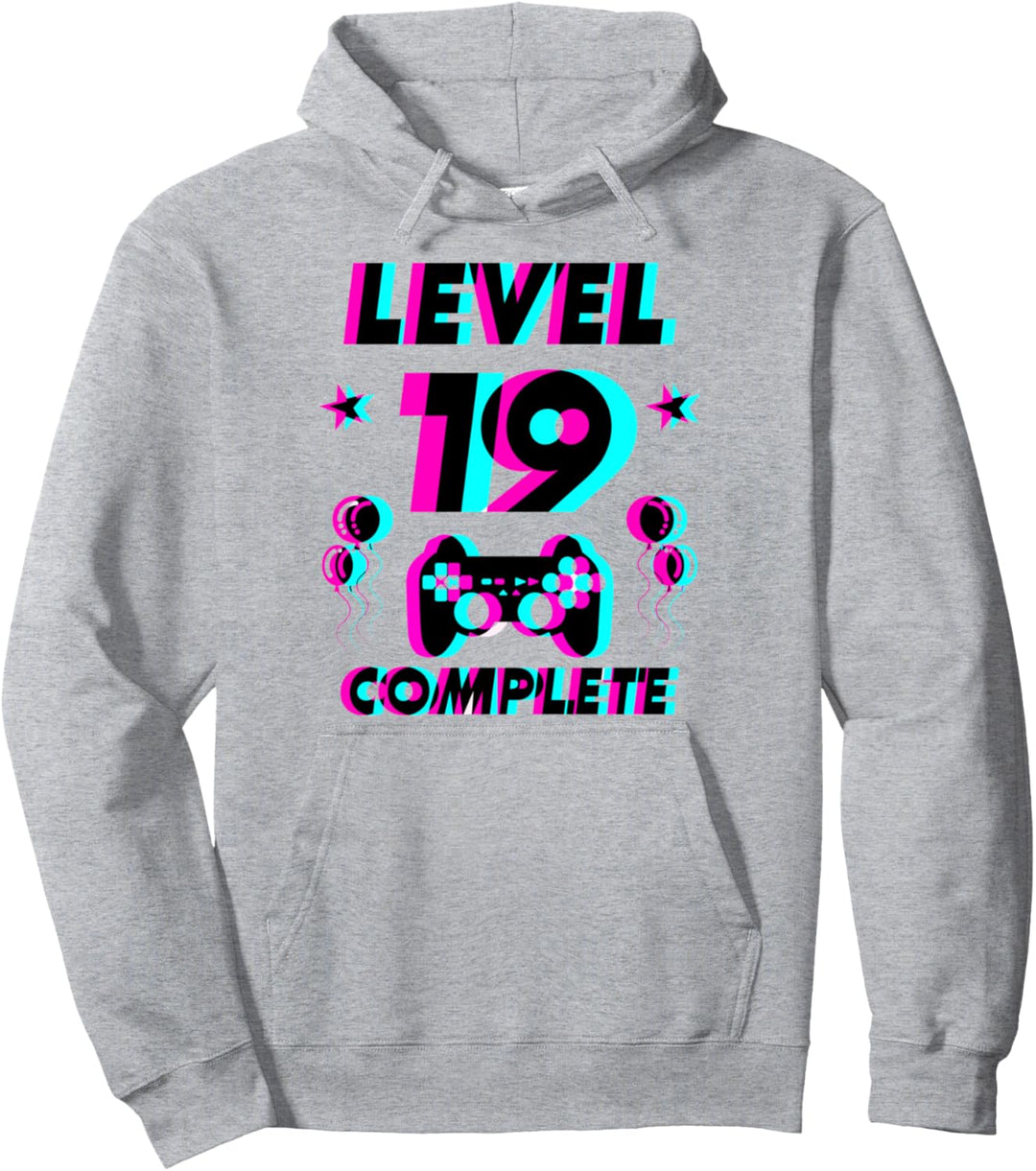 Level 19 Complete 19. Geburtstag - Zocker Gaming Vaporwave Pullover Hoodie