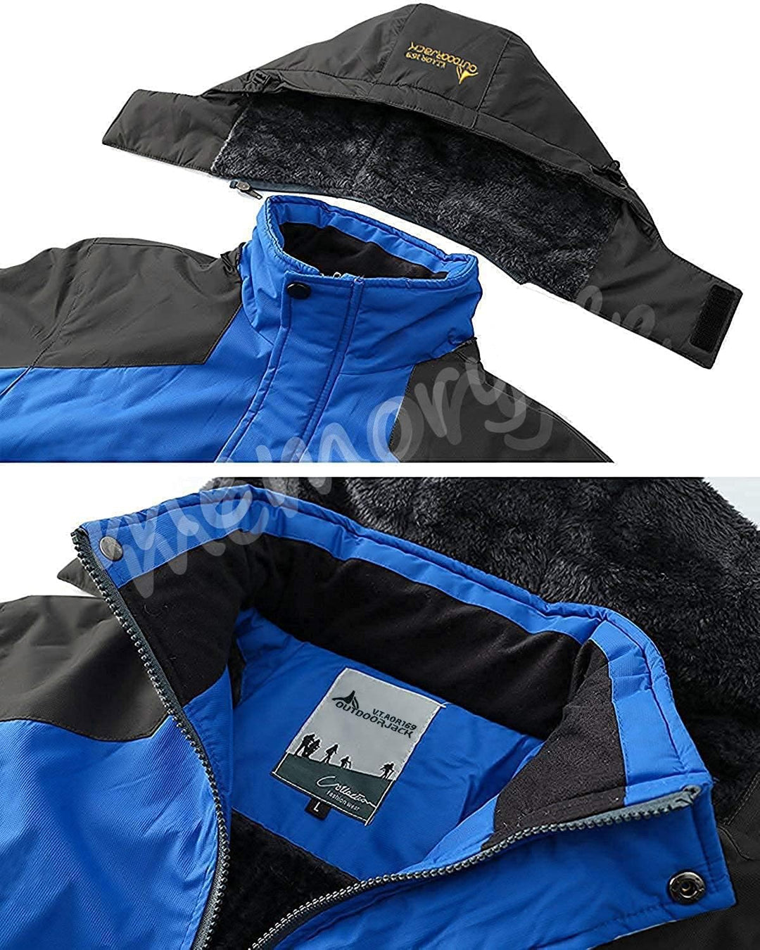 Memoryee Herren Ski Jacke Warmer Gefüttert Winter Fleece Mantel Wasserdichter mit Abnehmbarer Kapuze
