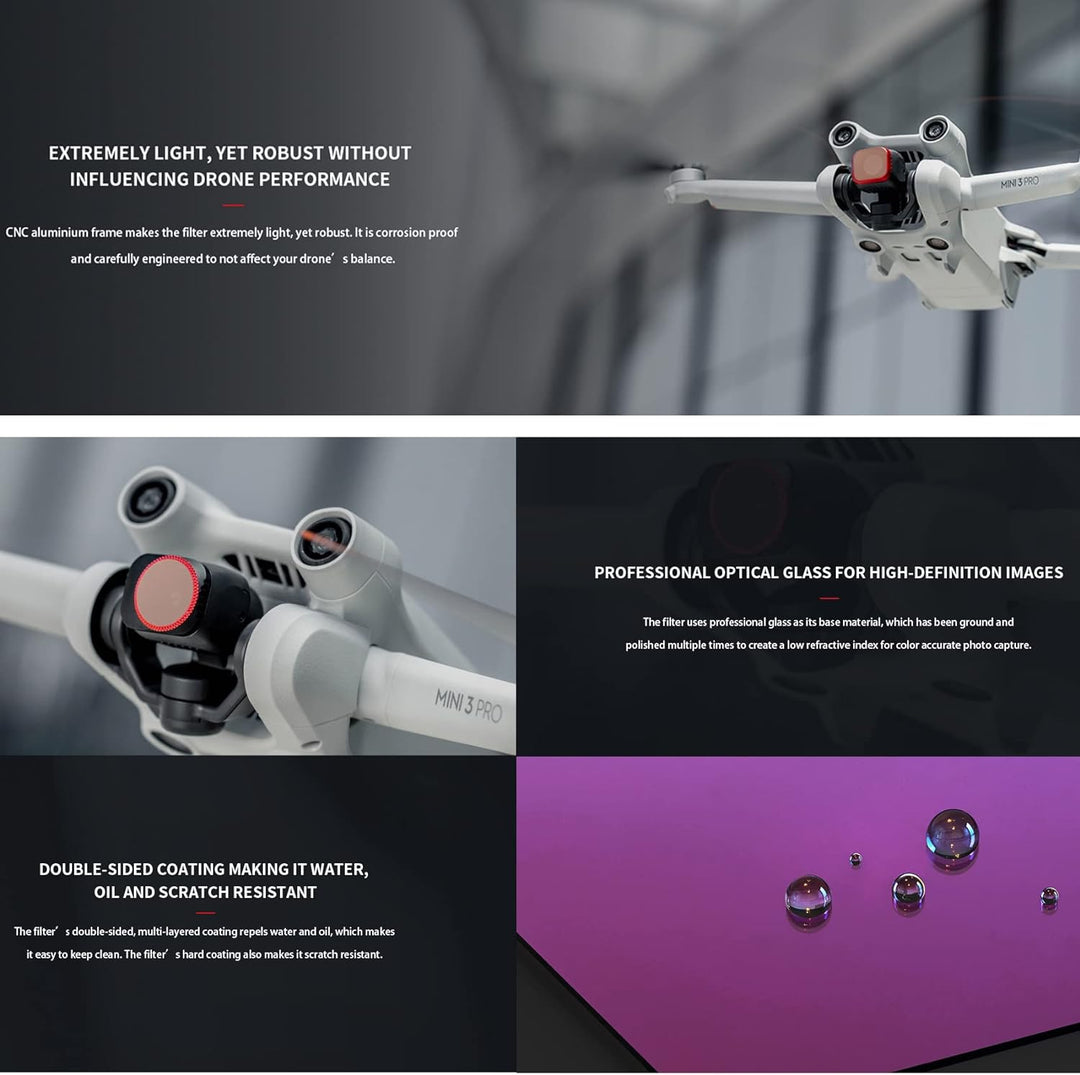 PGYTECH Mini 3 Pro Filter UV CPL ND NDPL Linsenfilter für DJI Mini 3 Pro (4pcs (ND8PL+ND16PL+ND32PL+
