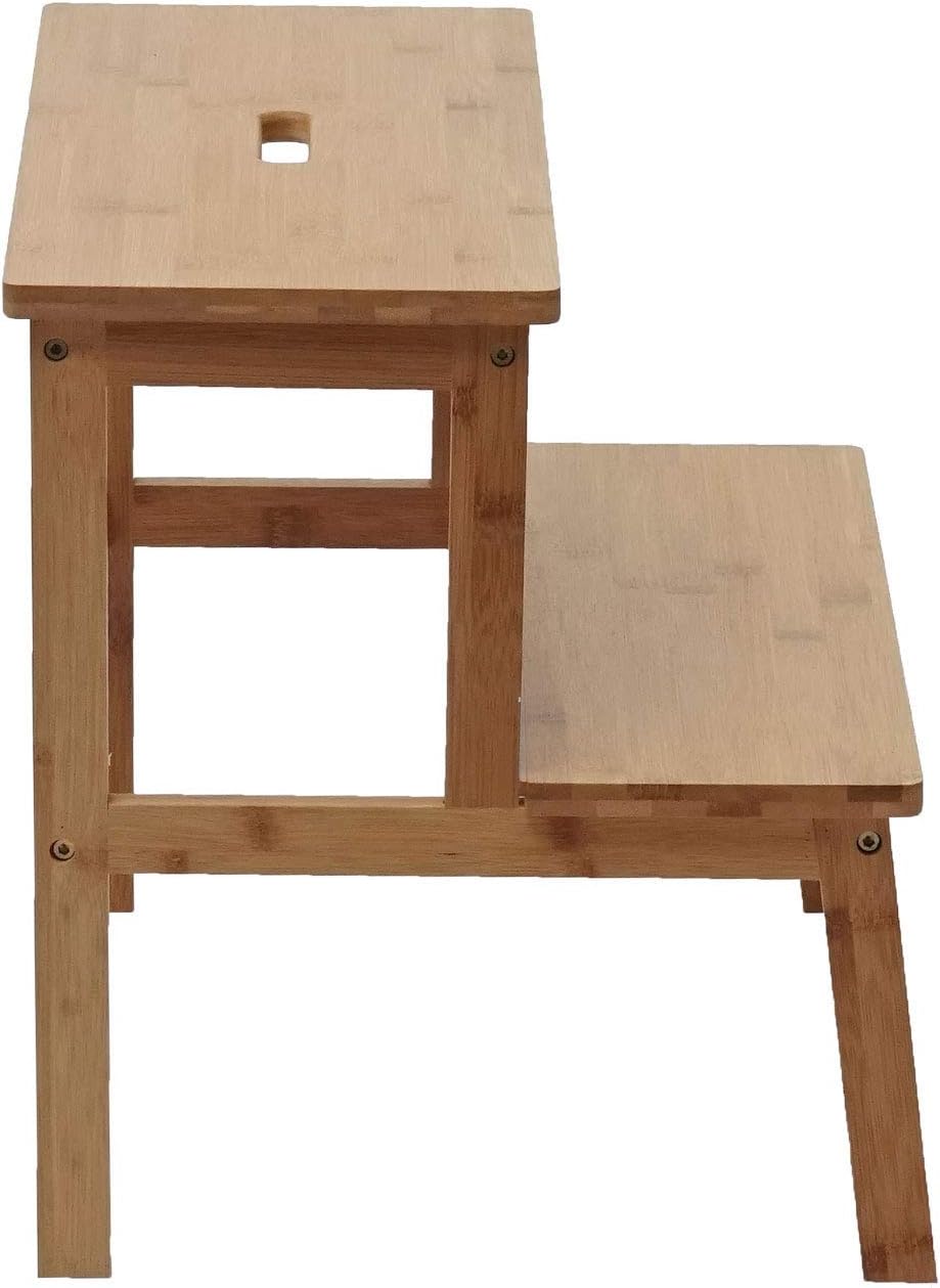 Tritthocker HWC-B87, Stufenhocker Trittbank Holzhocker, Bambus 43x47x38cm