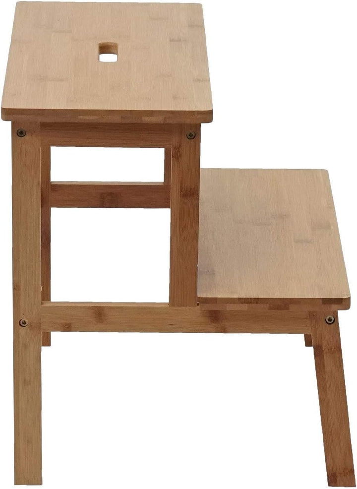 Tritthocker HWC-B87, Stufenhocker Trittbank Holzhocker, Bambus 43x47x38cm