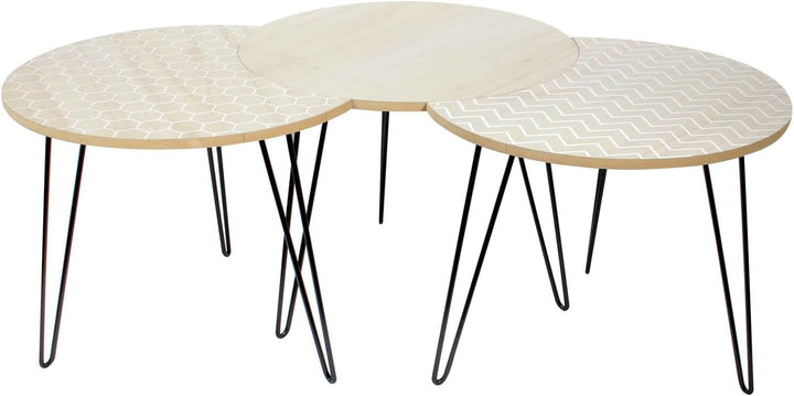 Home Deco Factory Tabelle, Holz, Metall, Beige/Weiss, Einheitsgrösse Einheitsgrösse Beige / Weiss, E