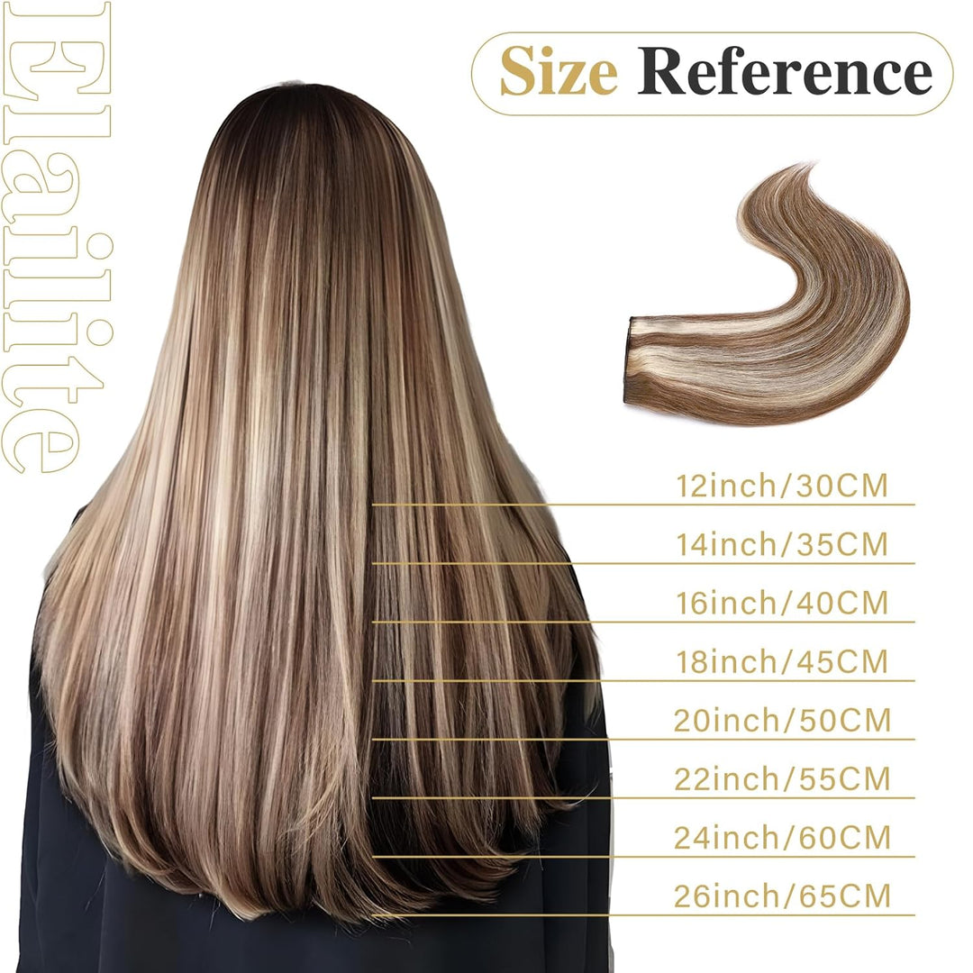 Elailite Clip in Extensions Echthaar Haarteile 100% Remy Haar Haarverlängerung Doppelt 8 Tressen dic