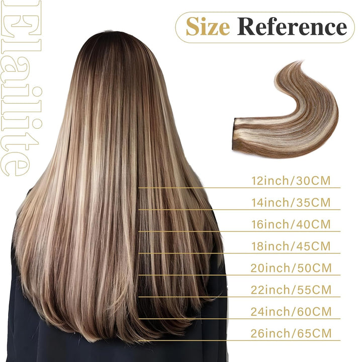 Elailite Clip in Extensions Echthaar Haarteile 100% Remy Haar Haarverlängerung Doppelt 8 Tressen dic