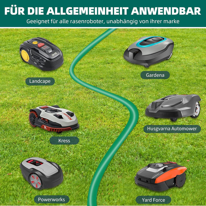 100M Universal Begrenzungskabel für Mähroboter + 200 Erdnägel + 10 Mähroboter Kabelverbinder + 10 An