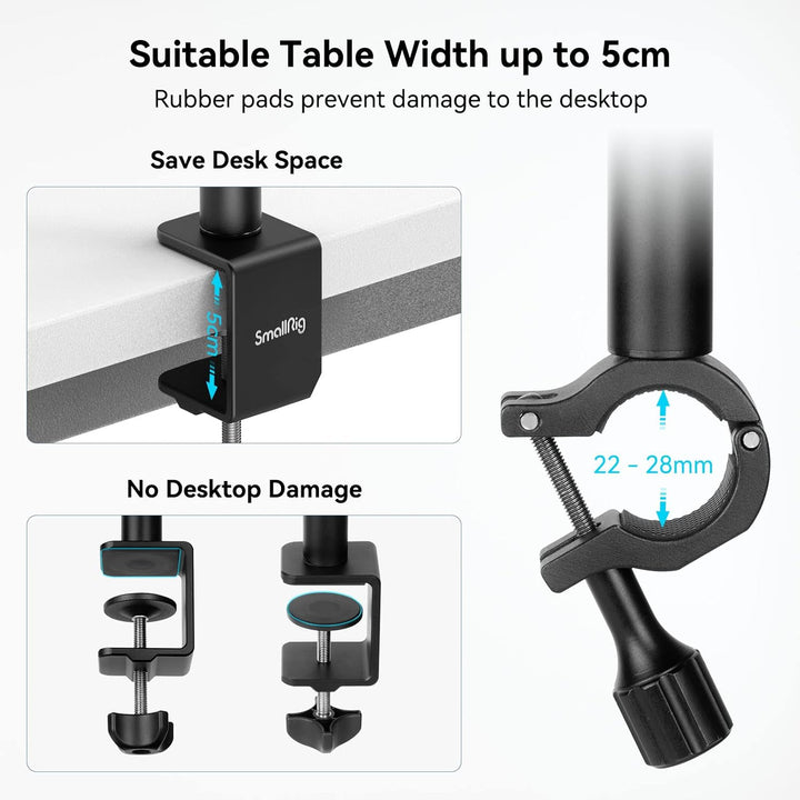 SMALLRIG Kamera-Tischhalterung mit magischem Arm und 1/4-Zoll-Kugelkopf, Verstellbarer 13-35,4-Zoll-