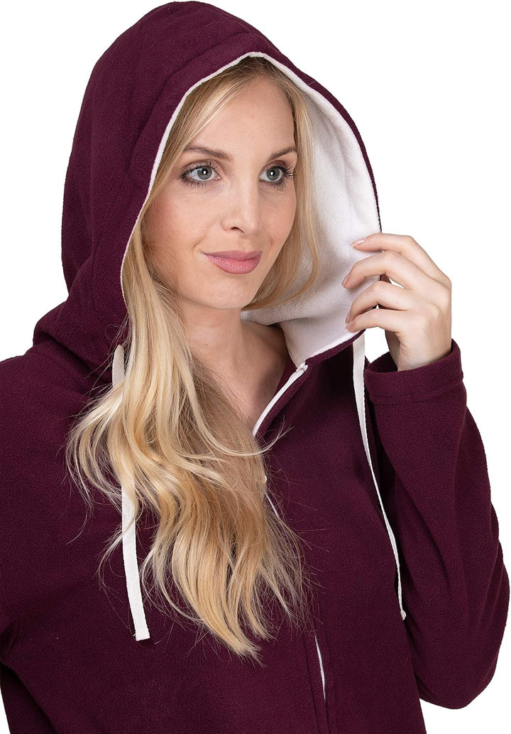 SLOUCHER Fleece-Anzug Hausanzug aus wärmenden Fleece für Damen, Farbe:Bordeaux, Grösse:60-62