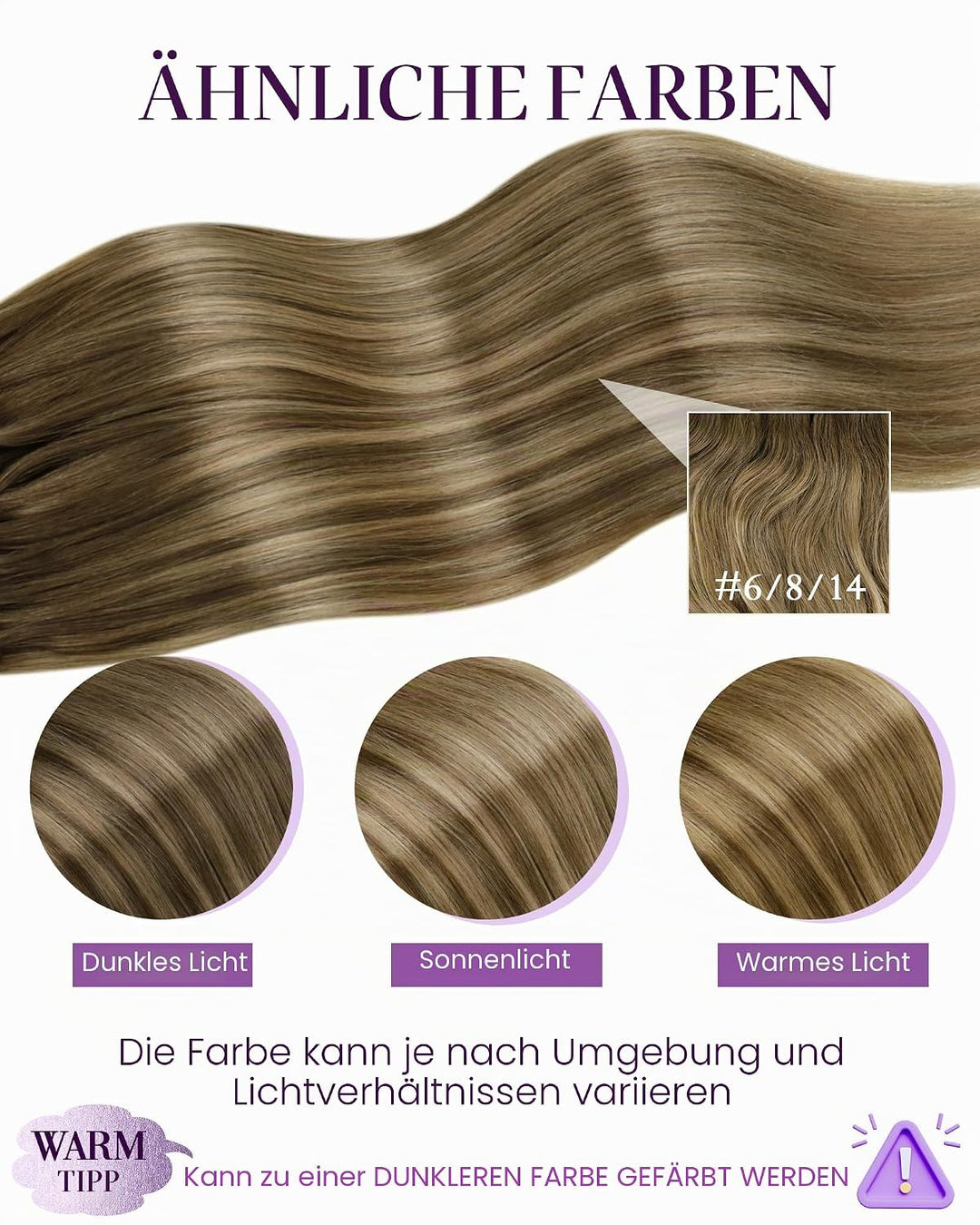 LaaVoo 22 Zoll Balayage Haarverlangerung Keratin U Tips Bonding Echthaar Extensions Remy Mittelbraun