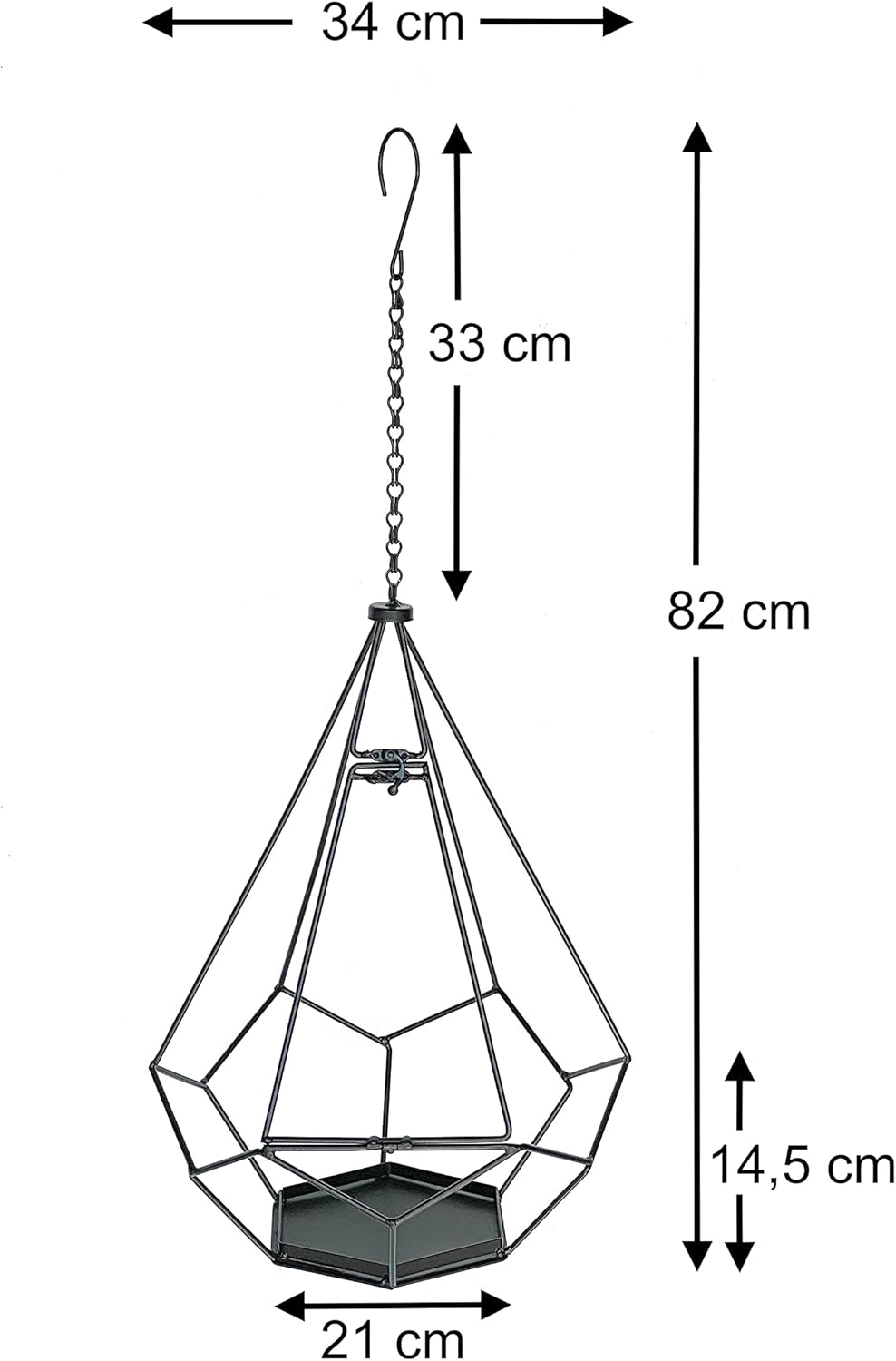 DanDiBo Blumenampel Innen Metall Wand Hängepflanzen 82 cm 96075 L mit Tür 6 Ecken Pflanzenhänger Blu