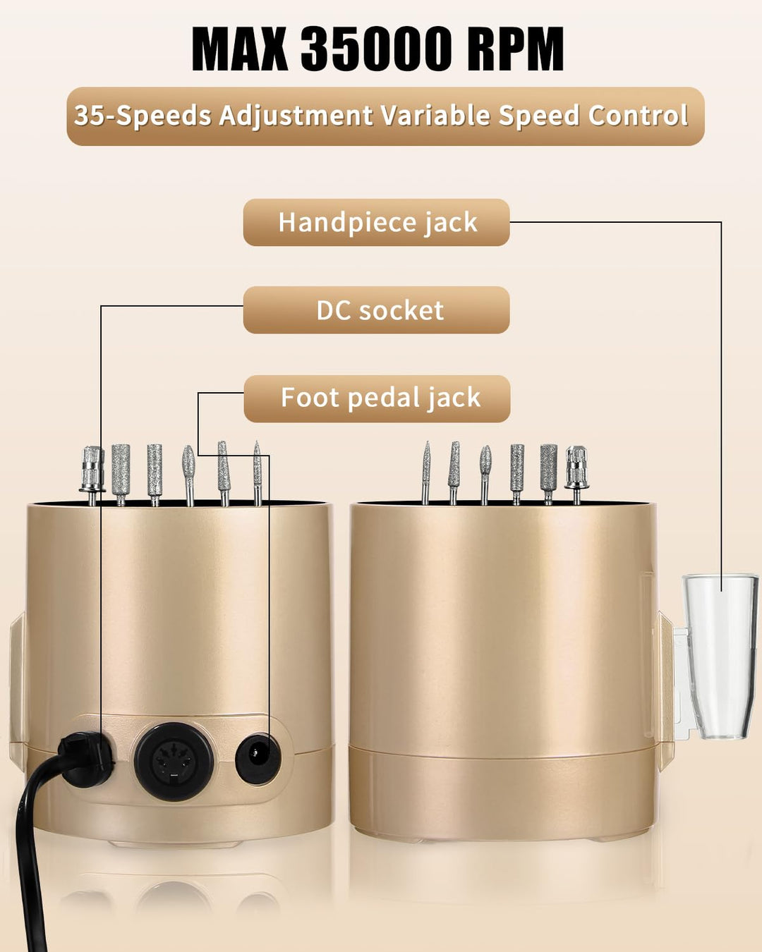 Nagelfräser Professionell, 35000RPM Nagelfräser für Gelnägel, Elektrische Nagelfeile, Maniküre Set E