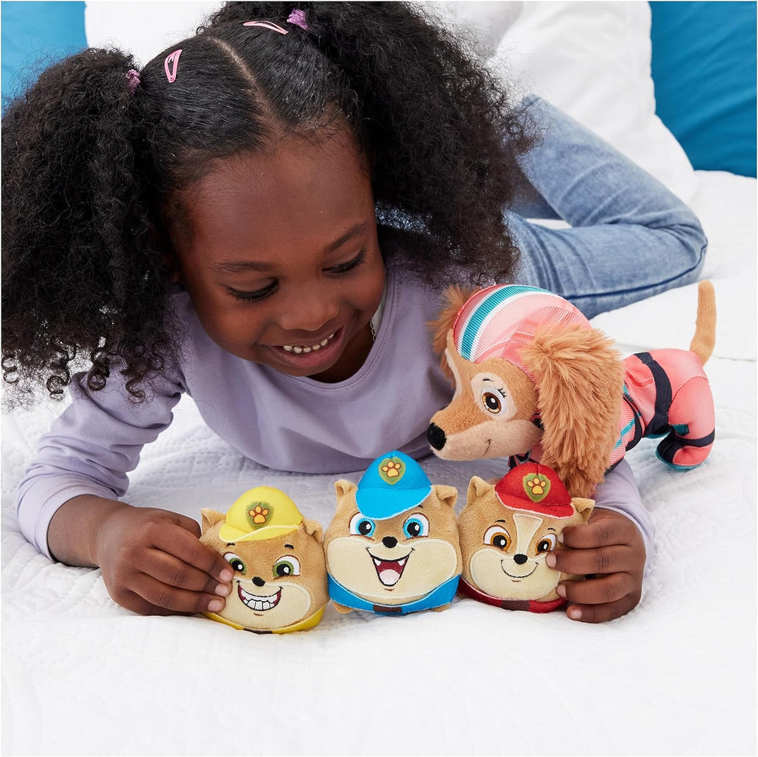 PAW PATROL: Der Mighty Kinofilm, Liberty Plüschfigur mit Stretch-Funktion und 3 Junior Patroller Min