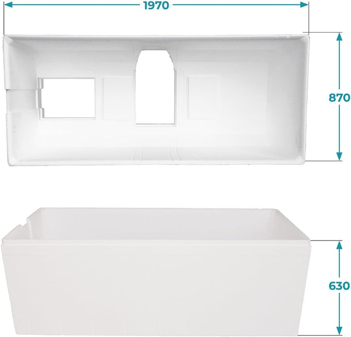 Calmwaters® Wannenträger 200 x 90 cm Modern Square 2, Passend für Rechteck-Badewanne 200x90 cm, Styr