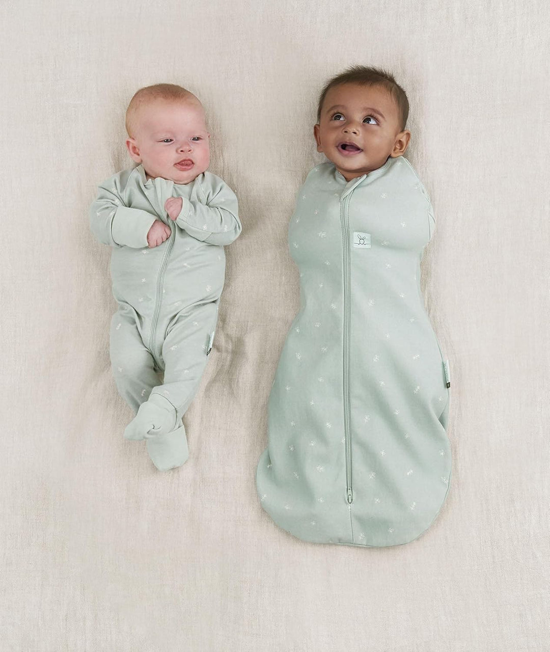 ergoPouch Baby Pucksack Cocoon, 0-3 Monate, Ganzjahres | Sage | TOG 1.0 | Bio-Baumwolle | Zwei-Wege