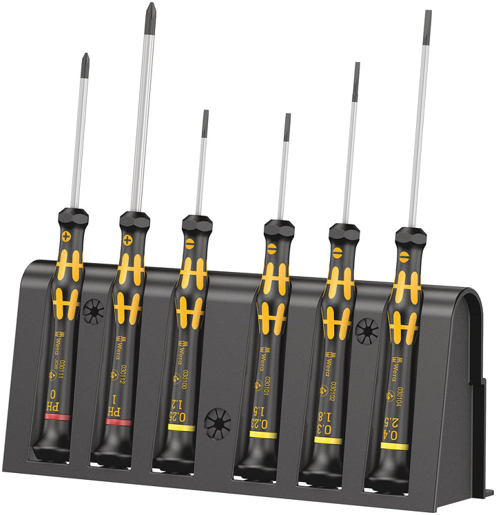 Wera Schraubendreher Set 1578 A/6 Elektroniker-Schraubendrehersatz ESD + Rack, 6-teilig, 05030170001