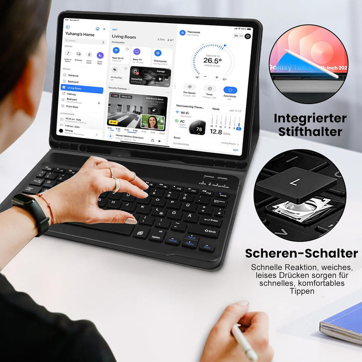 Tastatur Hülle für Samsung Galaxy Tab S10 FE / S10 Lite / S9 FE 10.9" & S9 11" Tablet, Keyboard Cove