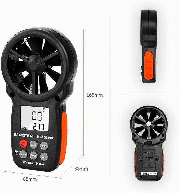 BTMETER BT-100WM Digitaler Anemometer Handheld Windmesser digital LCD Wind Speed Meter Gauge,Präzise