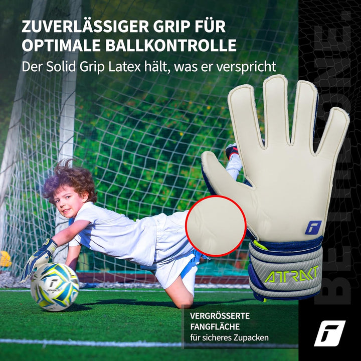 Reusch Jungen Attrakt Junior Unisex Torwarthandschuhe mit Aussennaht Schnitt und Solid Belag, Geeign