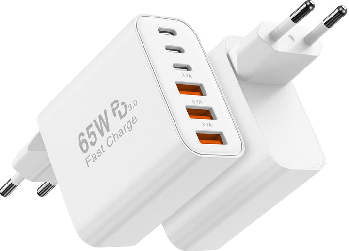6-Ports USB C Ladegerät für iPhone 17/17E/16/15/14/13/12,65W Mehrfach Ladegerät mit USB-C und USB-A,