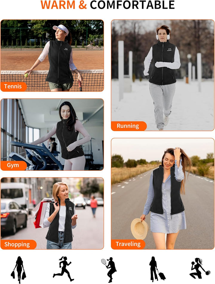 Beheizbare Weste Damen mit 7.4V 10000mAh Akku,Weihnachten Geschenk für frauen,Fleece Beheizbare West