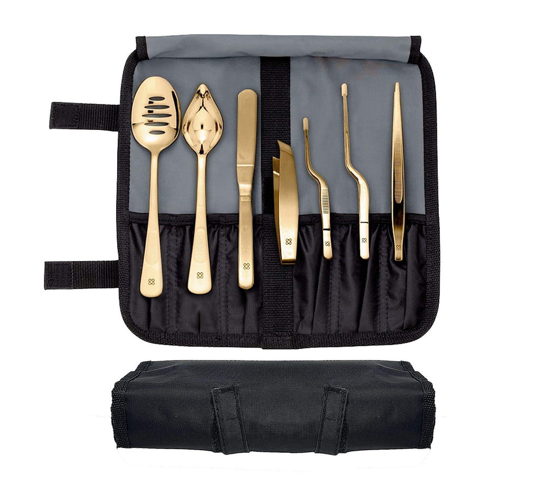 DOJA Barcelona | Kueche Chef Kochutensilien | Farbe: Goldene | 7 Utensilien Edelstahl Plating Kit |