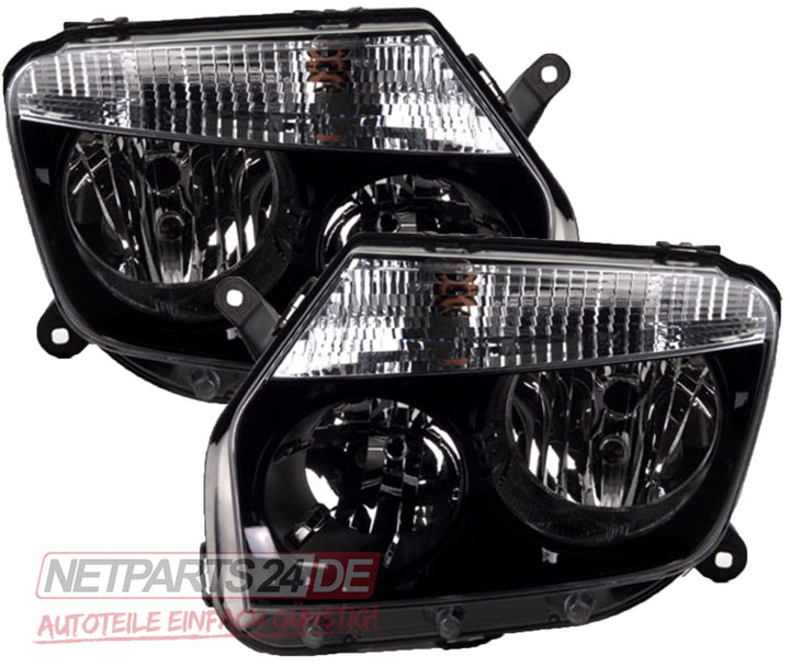 Johns, Scheinwerfer Satz passend für Dacia Duster Scheinwerf.satz Set schwarzer H7/H1 li. re. ab 04/