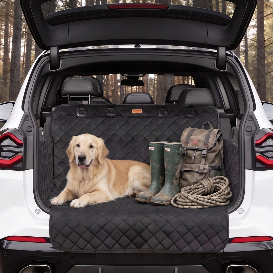 Hainberger Kofferraumschutz Hund gesteppt mit Seiten- und Ladekantenschutz Hundedecke Auto Kofferrau