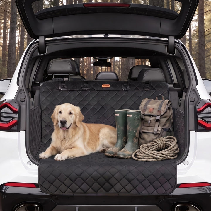 Hainberger Kofferraumschutz Hund gesteppt mit Seiten- und Ladekantenschutz Hundedecke Auto Kofferrau