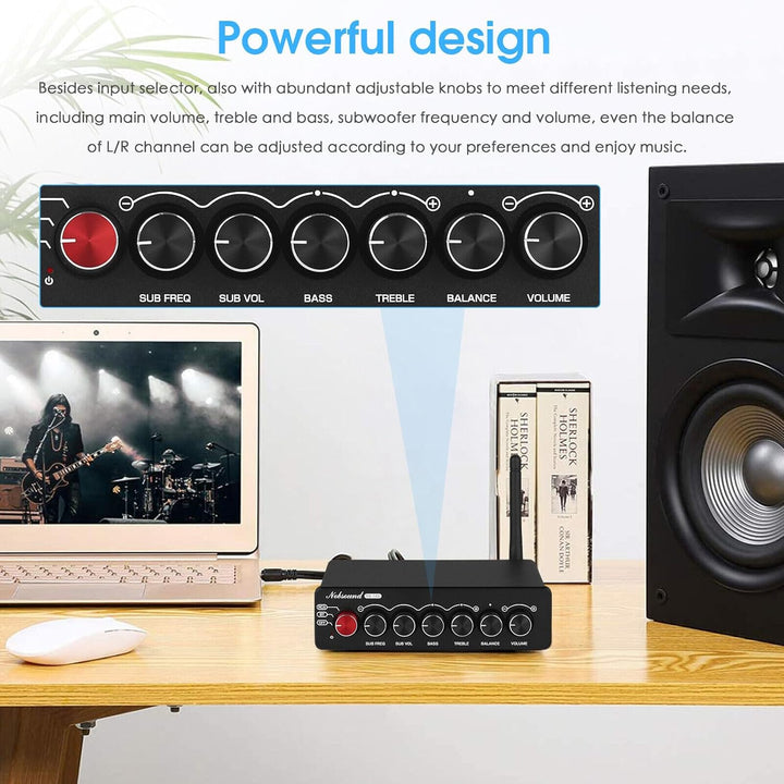 Nobsound NS-14G 2.1 Verstärker, Audio Amplifier, Bluetooth 5.0 HiFi Stereo 200W 2.1-Kanal Subwoofer