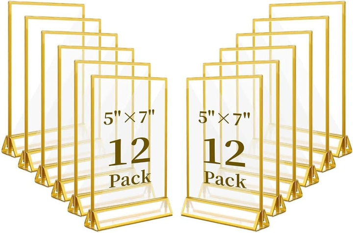 Bilderrahmen, 12 Stück 5x7 Zoll (13x18cm) Thekenaufsteller Bilderrahmen Goldenes Seitenklares Doppel