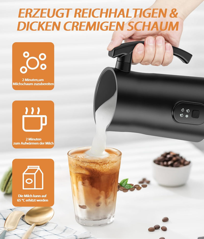 Milchaufschäumer Elektrisch 4 in 1 - Automatische Milchschäumer 350ml Grosses Fassungsvermögen Milch