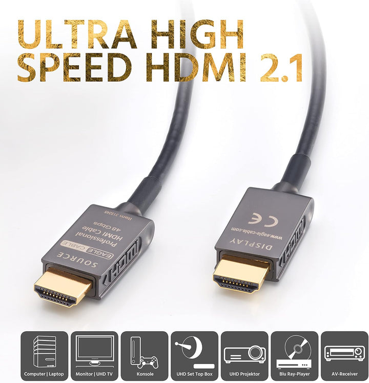 Eagle Cable by INAKUSTIK – 313245030 - Deluxe Ultra High Speed HDMI 2.1 Kabel | 30m | 48 Gbps | Lich