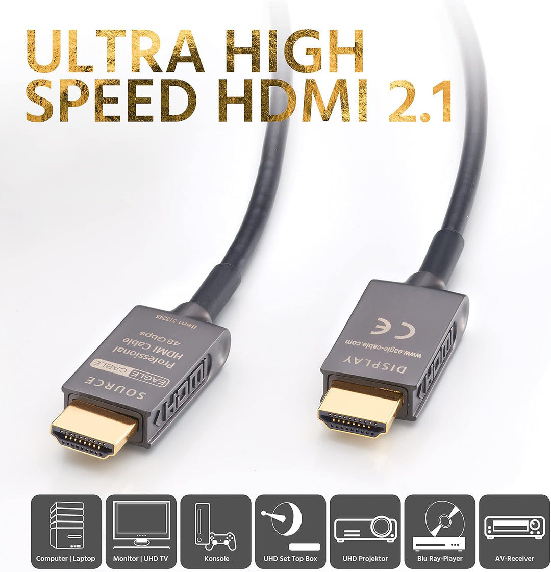 Eagle Cable by INAKUSTIK – 313245001 - Deluxe Ultra High Speed HDMI 2.1 Kabel | 1m | 48 Gbps | Licht