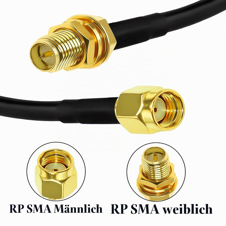 TUOLNK RP SMA Kabel RG58 49.2Ft (15M) RP SMA Buchse auf Stecker Verlängerungskabel 50 Ohm für RF Rad