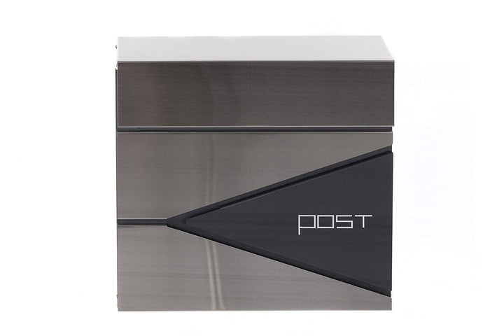 Design Briefkasten mit Zeitungsrohr Stahl 45 cm hoch in Edelstahl Wandbriefkasten mit Befestigungsma