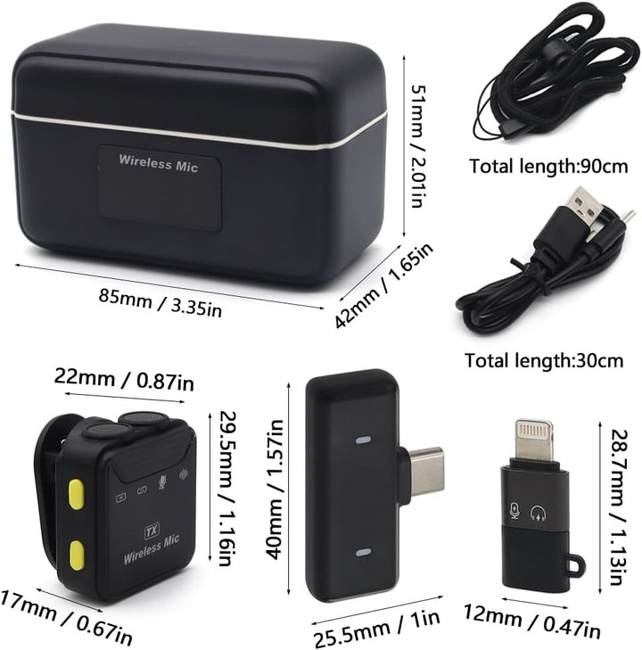 Lavalier Microphone Wireless; Plug-Play Dual Funkmikrofon Mini für iPhone/Android/PC, Aktive Geräusc