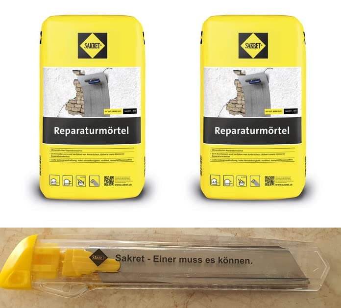 Sakret Reparaturmörtel 20 kg, Ausbesserungsmörtel + 1 Sakret Cuttermesser