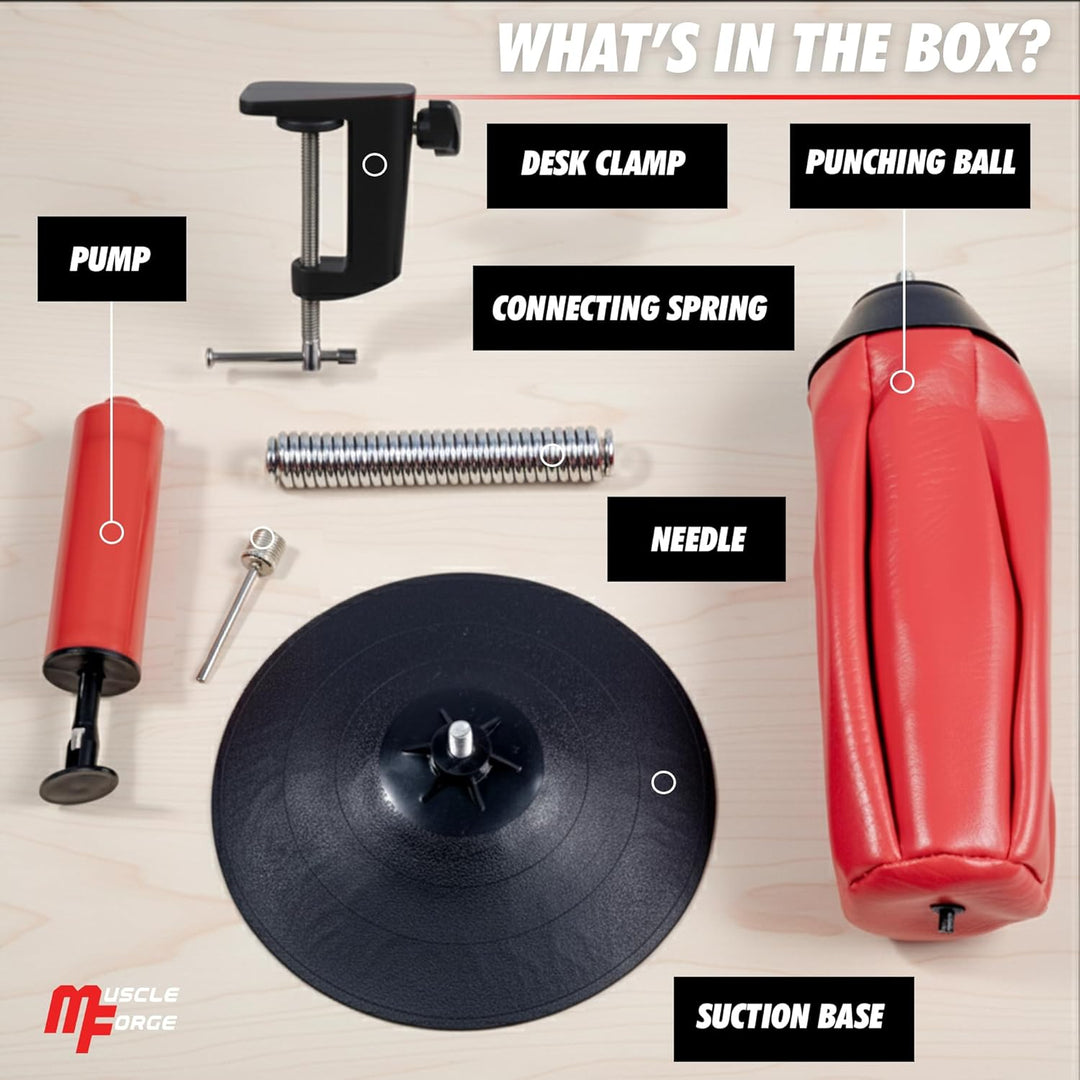 Mini Boxsack für Schreibtisch mit Saugnapf und Tischklemme – Büro Punchingball gegen Stress – Kleine