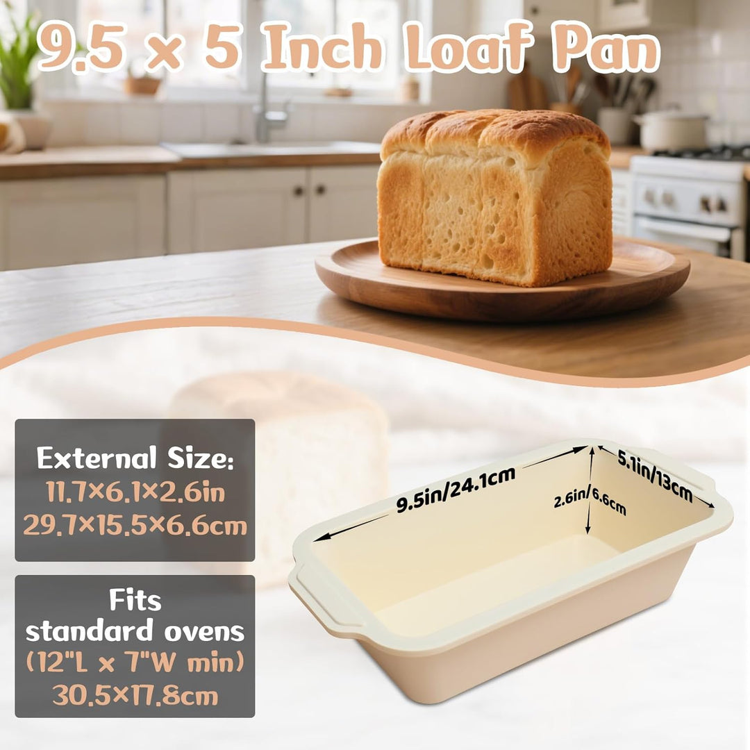 2-Stück Silikon Brotbackform Kasten: Kastenform mit Metallrahmen Hellblau+beige 2PCS-29.6x15.5x6.6cm