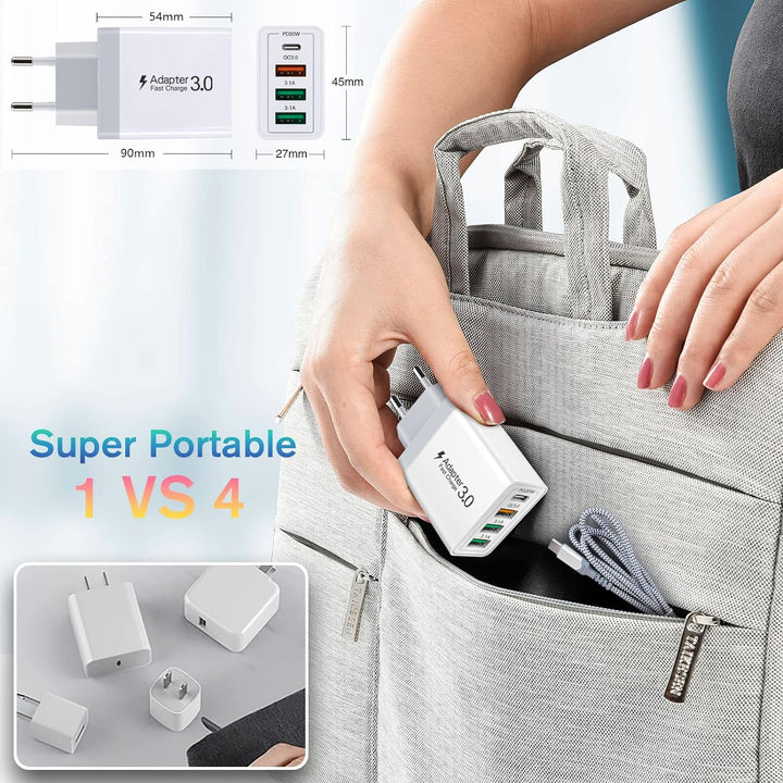 2 Stück 35W Ladegerät [4-Port Upgrade], Acezeek Schnellladegerät USB Stecker mit Wandladegerät mit 2