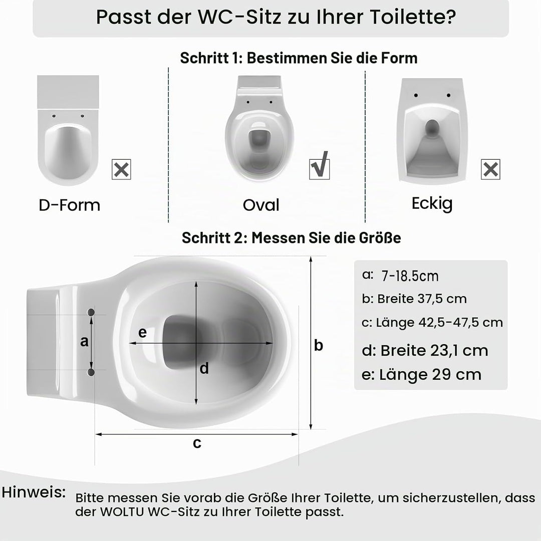 WOLTU Toilettendeckel mit Absenkautomatik, WC Sitz Deckel oval, Klodeckel mit Quick-Release für einf