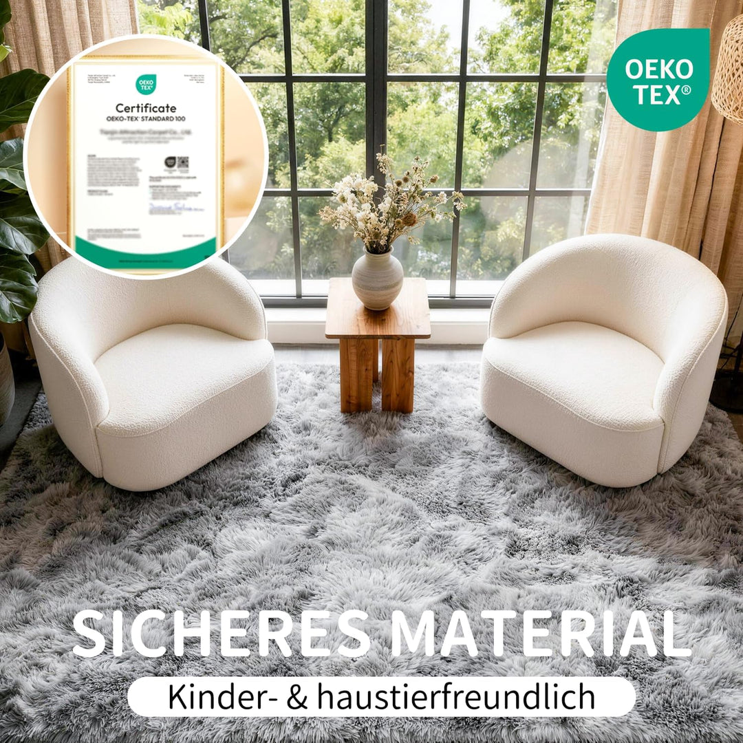 VOFUSHON Wohnzimmer Hochflor Teppich,Shaggy Flur Läufer Teppich Modern Flauschiger Weich Bunte Batik