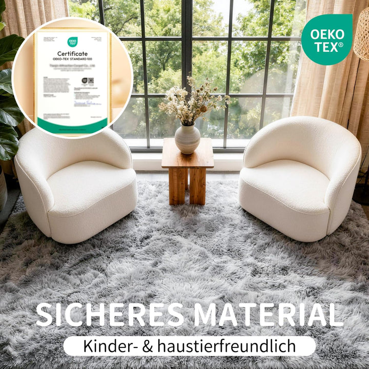 VOFUSHON Wohnzimmer Hochflor Teppich,Shaggy Flur Läufer Teppich Modern Flauschiger Weich Bunte Batik