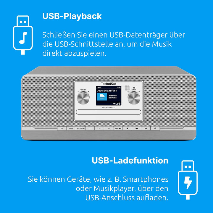 TechniSat DIGITRADIO 320 – Stereo Digitalradio, Kompaktanlage, DAB+ &amp; UKW Silber DIGITRADIO 320, Sil