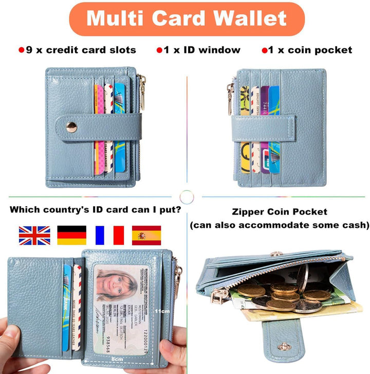 Kreditkartenetui Damen Echtes Leder Geldbörse Damen Klein RFID Schutz Kartenetui mit Münzfach Herren