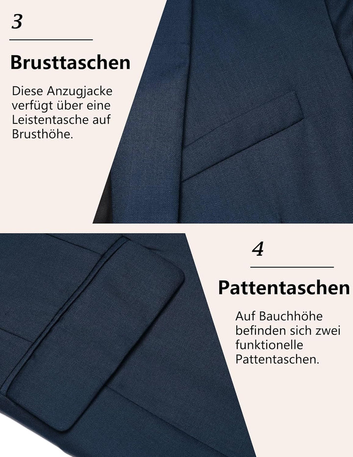 COOFANDY Herren Sportlich Freizeit Blazer Business Sakko Anzugjacke 1 Knöpfe Einfarbig Regular Fit B