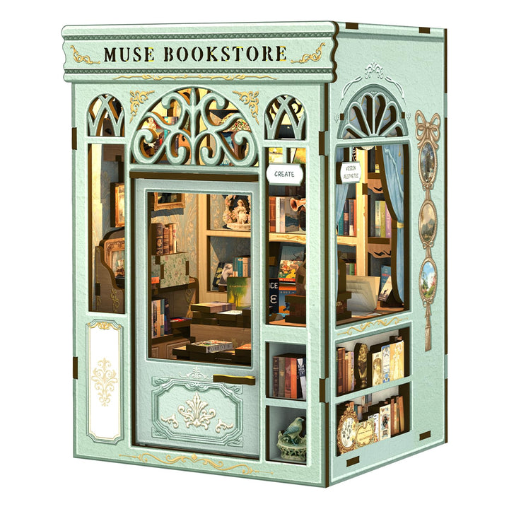 CUTEBEE DIY Book Nook – Kunstvolles DIY Puppenhaus, Miniatur-Welt selbst Bauen mit LED-Beleuchtung |