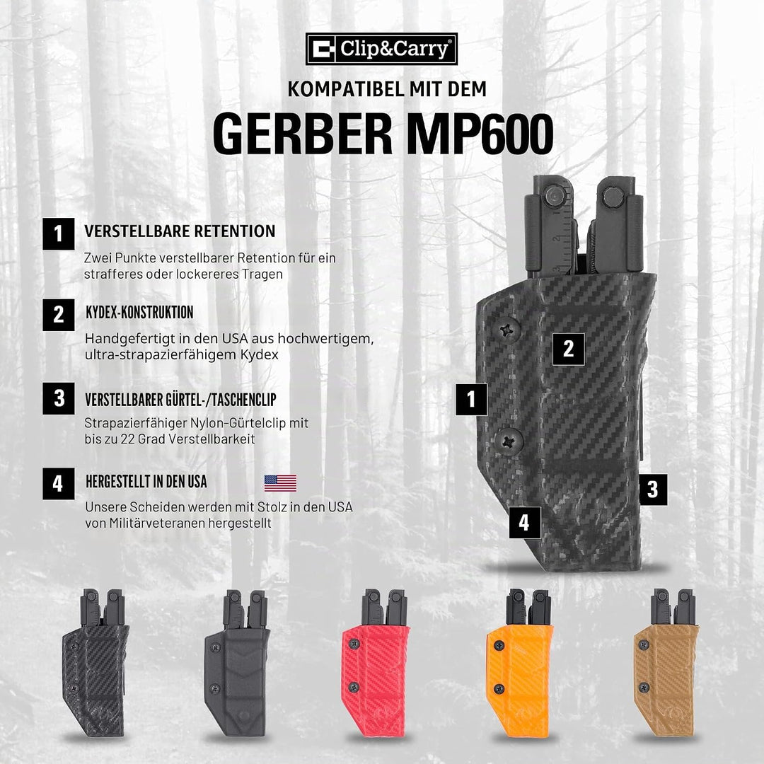 Clip &amp; Carry Kydex Multitool-Hülle für Gerber MP600 ~ passend für Stumpfe Nasen- und Nadelstumpfmode