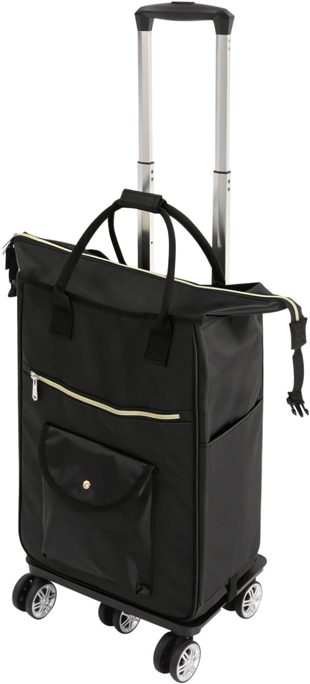 Einkaufstrolley 2-in-1 45L Einkaufstasche mit Rollen Schwarz