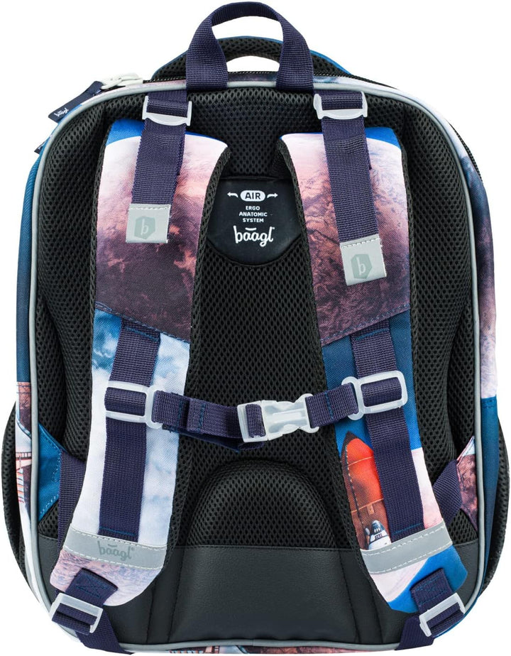 Baagl Schulranzen Jungen Set 3 Teilig, Shelly Hartschalen Schultasche ab 1. Klasse, Ergonomische Gru