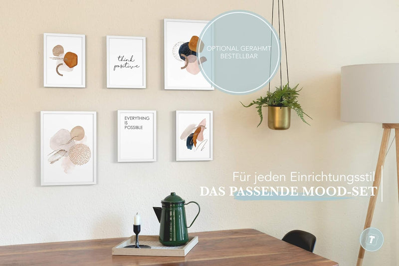 Papierschmiede® Mood Poster Set Bernstein Abstrakt, Bilder Wohnzimmer Deko Schlafzimmer, 2x DIN A2 u